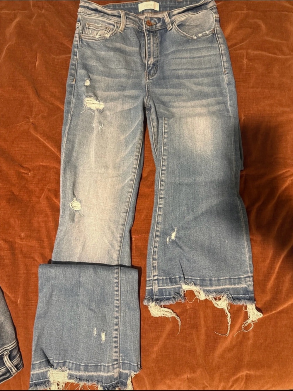 Women’s Distressed Light Blue Crop Jeans